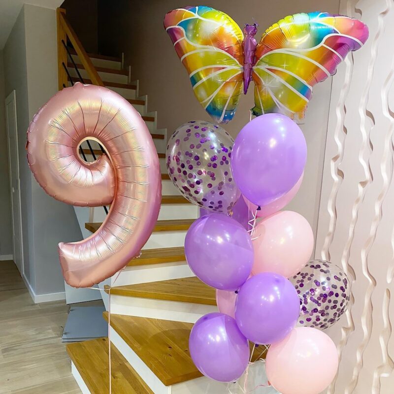 Zestaw Balonów z helem Motyl z delikatnymi balonikami i konfetti