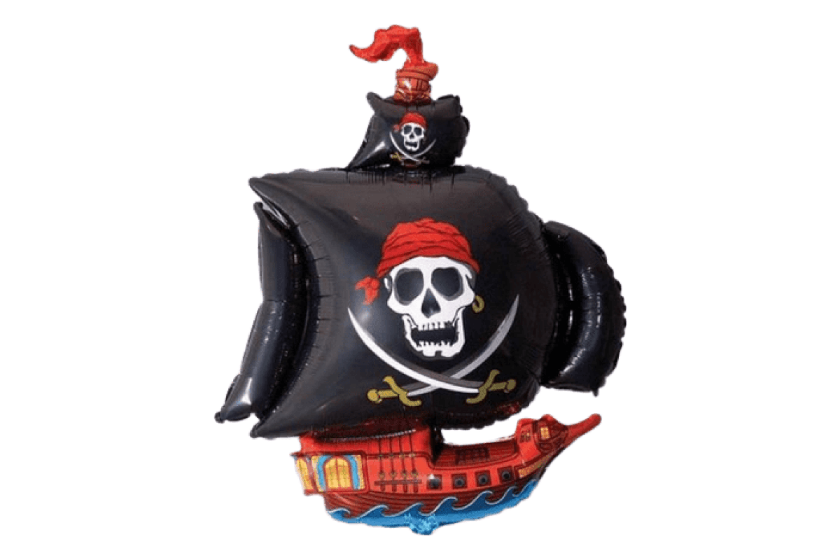 Balon foliowy z helem 24″ FX – „Statek piracki” (czarny/niebieski)