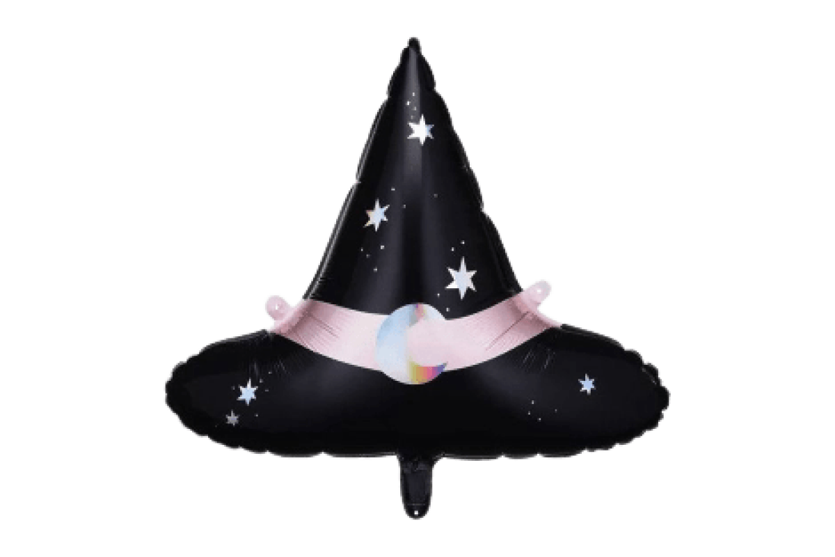 Balon foliowy z helem na Halloween – PartyDeco – Kapelusz Czarownicy, 60 x 48 cm