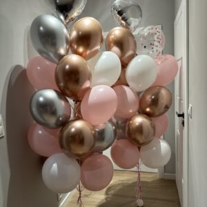 Elegancki zestaw balonów z helem w srebrno-różowych kolorach Oliwia Balony