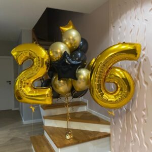 Klasyczny zestaw balonów z helem dla Mężczyzny złoto-czarny 21 Oliwia Balony