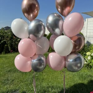 Pęki balonowe z helem w różowo-srebrno-białych kolorach Oliwia Balony