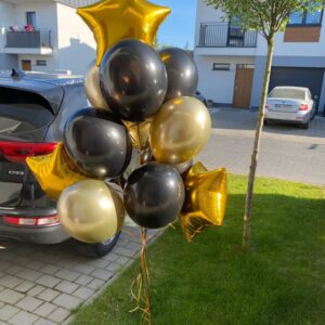 Złoto czarny zestaw balonów z gwiazdą Oliwia Balony