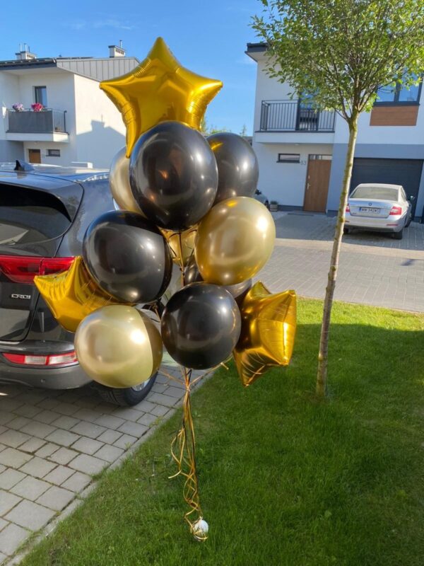 Złoto czarny zestaw balonów z gwiazdą