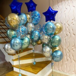 Bukiety balonówe różnokolorowe platynowe z konfetti i gwiazdką Oliwia Balony