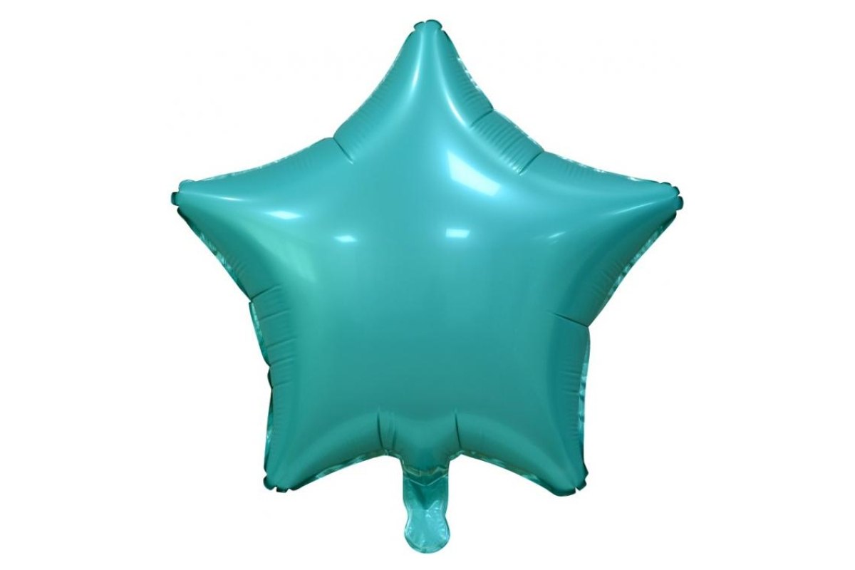 Balon foliowy z Helem „Gwiazda”, matowa, turkusowa, 19″
