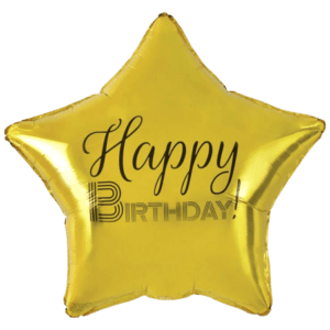 Balon foliowy z helem Happy Birthday, gwiazda złota, nadruk czarny, 19" 52801-removebg-preview Oliwia Balony