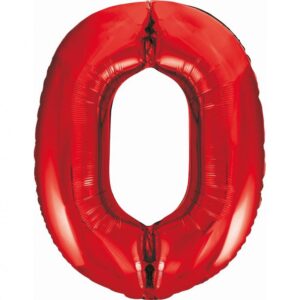 Balon z Helem Foliowy B&C Cyfra 0, czerwona, 85 cm Oliwia Balony