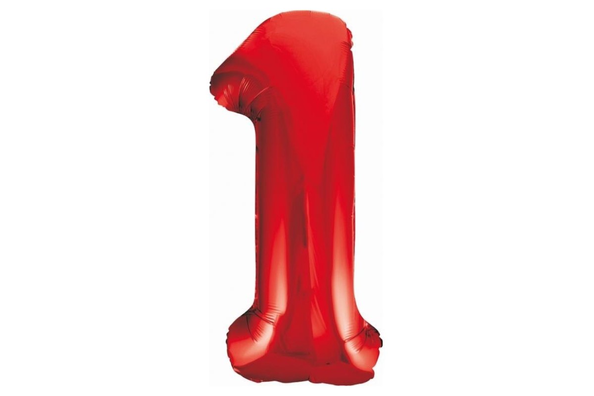 Balon z Helem Foliowy B&C Cyfra 1, czerwona, 85 cm
