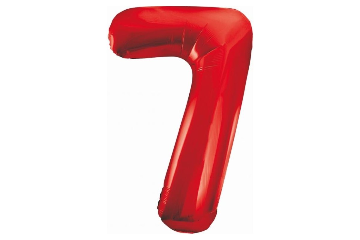 Balon z Helem Foliowy B&C Cyfra 7, czerwona, 85 cm