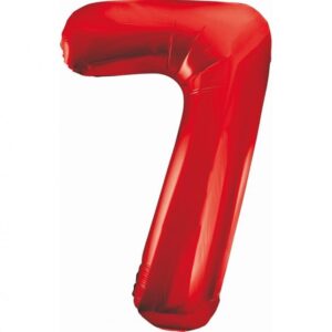 Balon z Helem Foliowy B&C Cyfra 7, czerwona, 85 cm Oliwia Balony