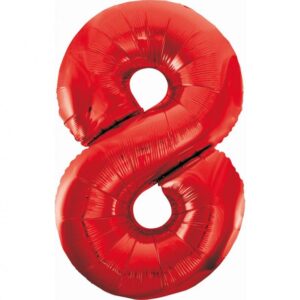 Balon z Helem Foliowy B&C Cyfra 8, czerwona, 85 cm Oliwia Balony