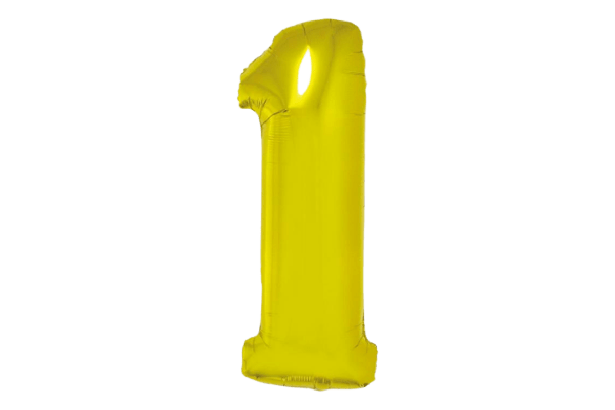 Balon foliowy z helem Smart, Cyfra 1, złota, 76 cm