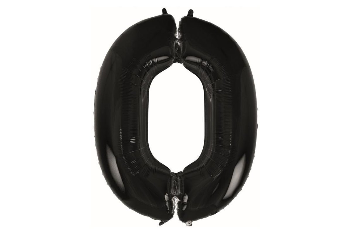 Balon foliowy z Helem B&C „Cyfra 0” czarna, 92 cm