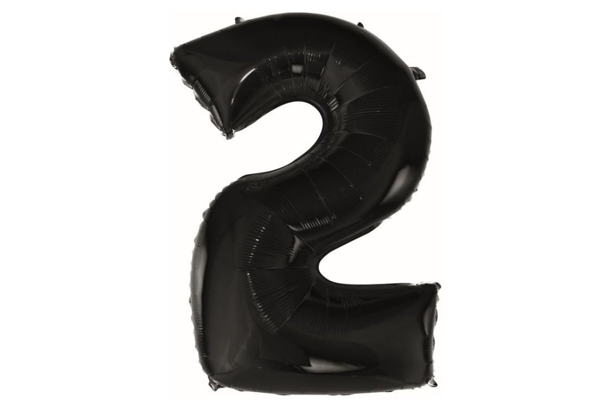Balon foliowy z Helem B&C „Cyfra 2” czarna, 92 cm