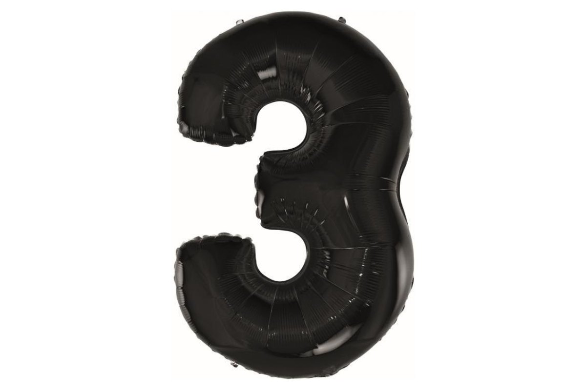 Balon foliowy z Helem B&C „Cyfra 3” czarna, 92 cm