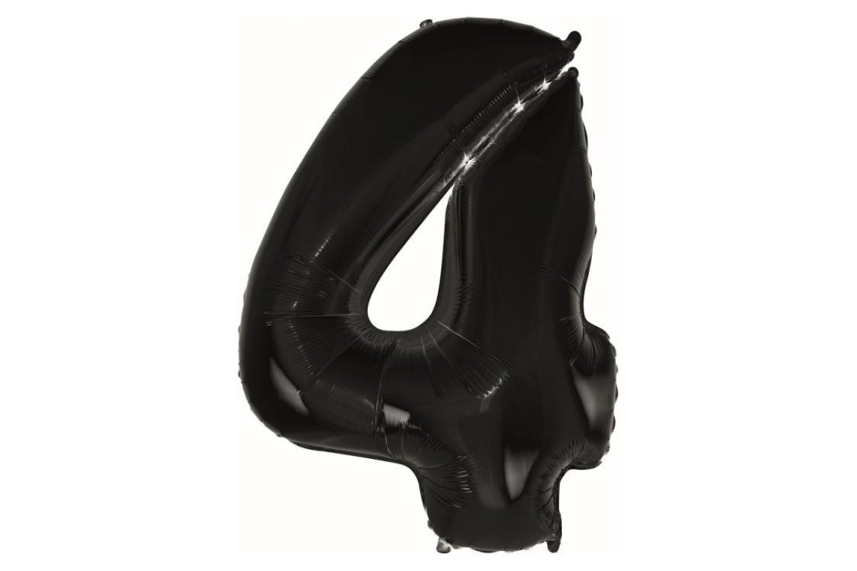 Balon foliowy z Helem B&C „Cyfra 4” czarna, 92 cm