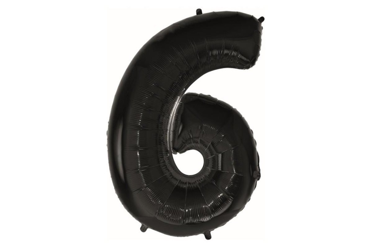 Balon foliowy z Helem B&C „Cyfra 6” czarna, 92 cm