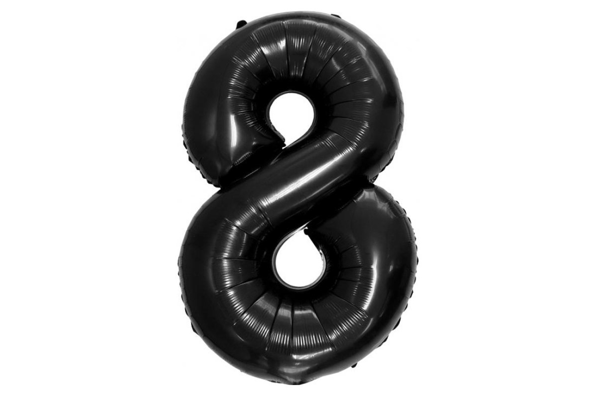 Balon foliowy z Helem B&C „Cyfra 8” czarna, 92 cm