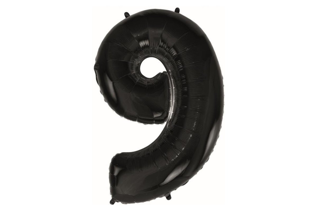 Balon foliowy z Helem B&C „Cyfra 9” czarna, 92 cm
