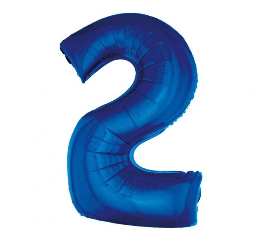 Balon foliowy z helem „Cyfra 2”, niebieska, 92 cm