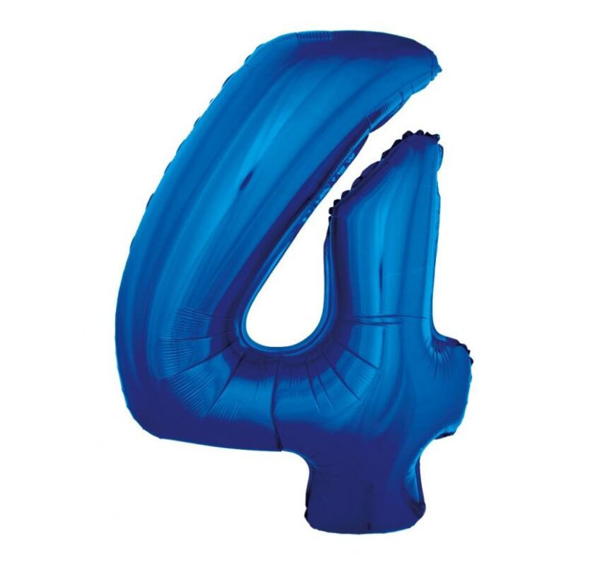 Balon foliowy z Helem „Cyfra 4”, niebieska, 92 cm