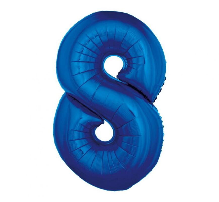 Balon z Helem foliowy „Cyfra 8”, niebieska, 92 cm