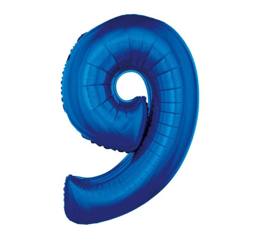 Balon foliowy z Helem „Cyfra 9”, niebieska, 92 cm