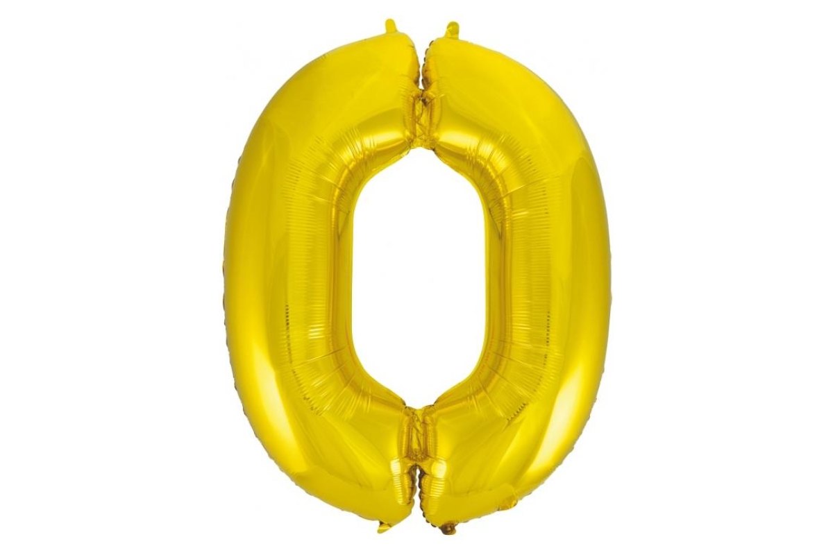 Balon foliowy z Helem B&C „Cyfra 0”, złota, 92 cm