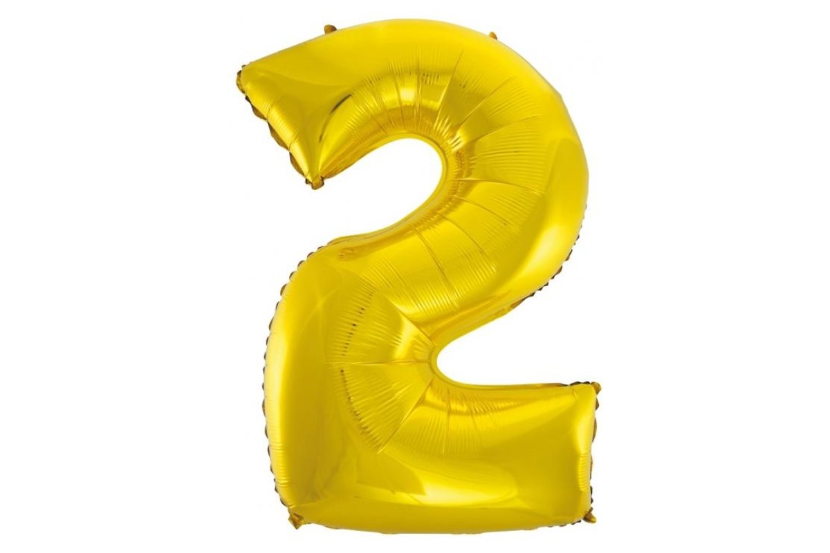 Balon foliowy z Helem B&C „Cyfra 2”, złota, 92 cm