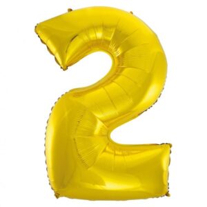 Balon foliowy z Helem B&C "Cyfra 2", złota, 92 cm Oliwia Balony