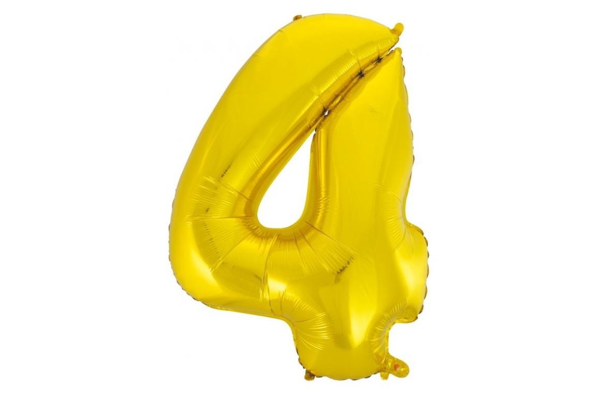 Balon foliowy z Helem B&C „Cyfra 4”, złota, 92 cm