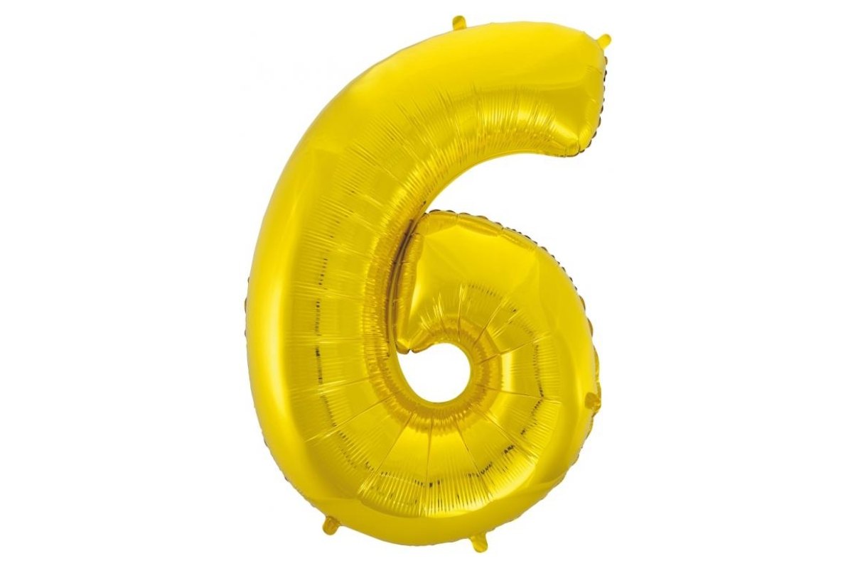 Balon foliowy z Helem B&C „Cyfra 6”, złota, 92 cm