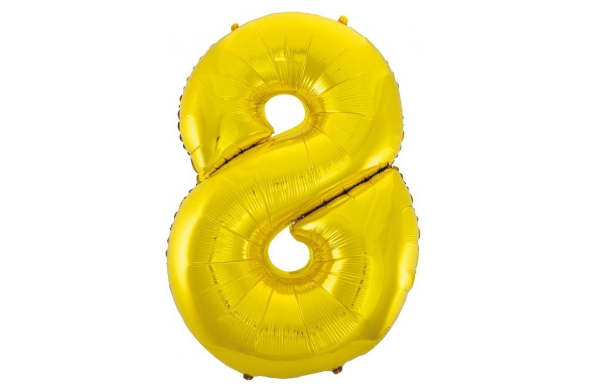 Balon foliowy z Helem B&C „Cyfra 8”, złota, 92 cm
