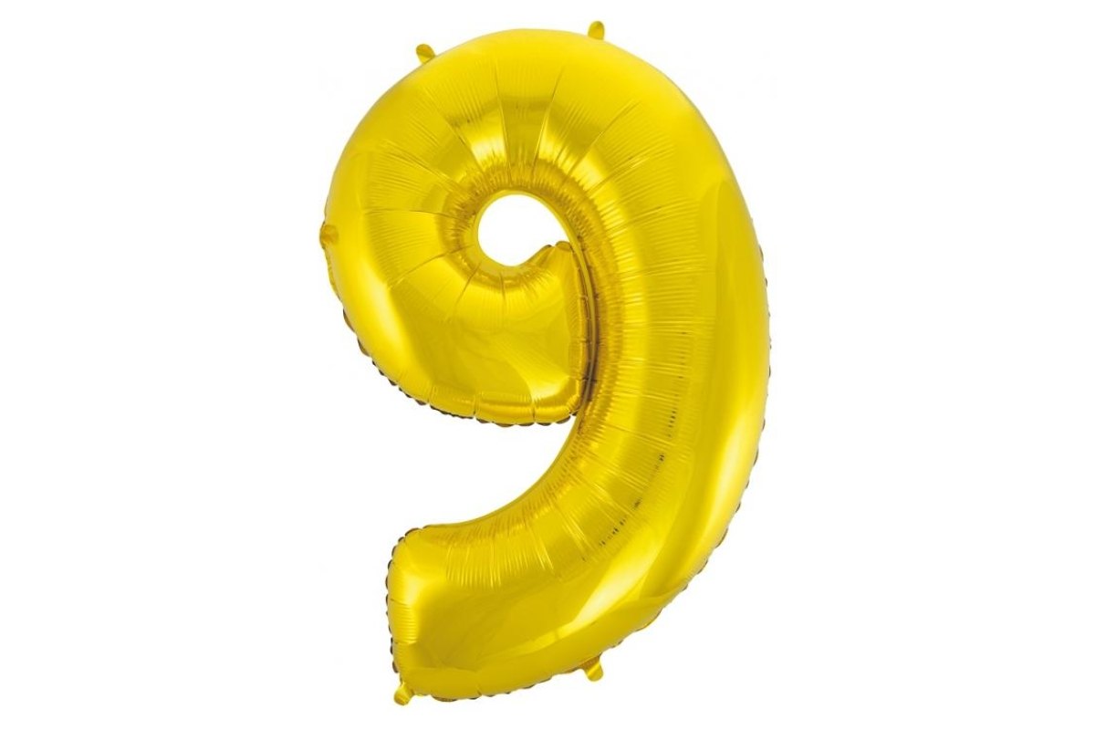 Balon foliowy z Helem B&C „Cyfra 9”, złota, 92 cm