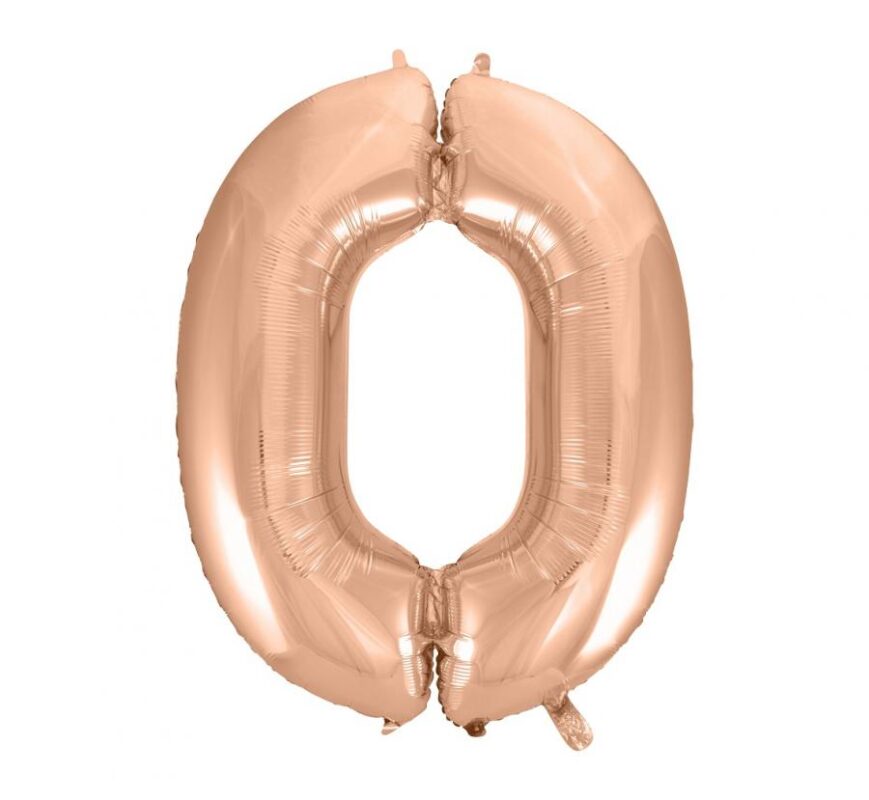 Balon Foliowy z Helem B&C „Cyfra 0”, różowo-złota, 92 cm