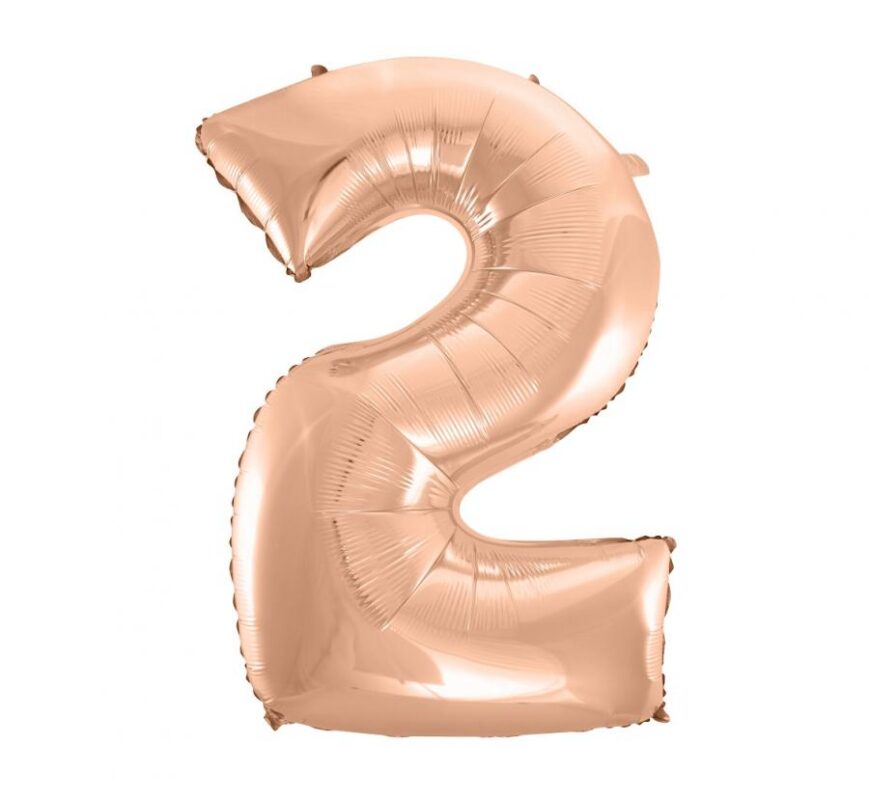 Balon Foliowy z Helem B&C „Cyfra 2”, różowo-złota, 92 cm