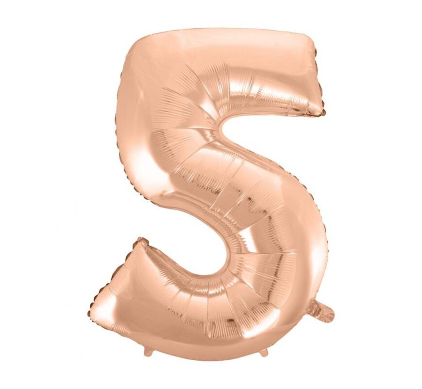 Balon Foliowy z Helem B&C „Cyfra 5”, różowo-złota, 92 cm