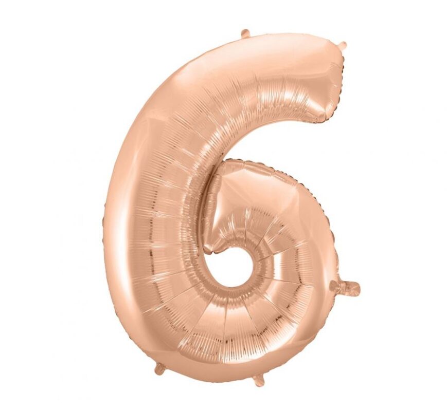 Balon Foliowy z Helem B&C „Cyfra 6”, różowo-złota, 92 cm