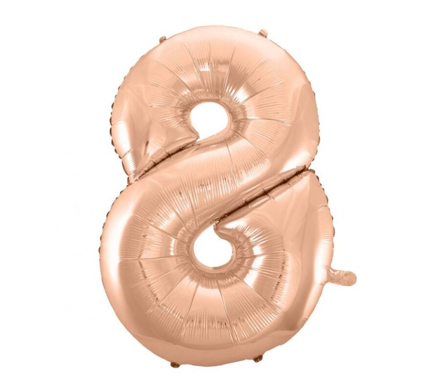 Balon Foliowy z Helem B&C „Cyfra 8”, różowo-złota, 92 cm