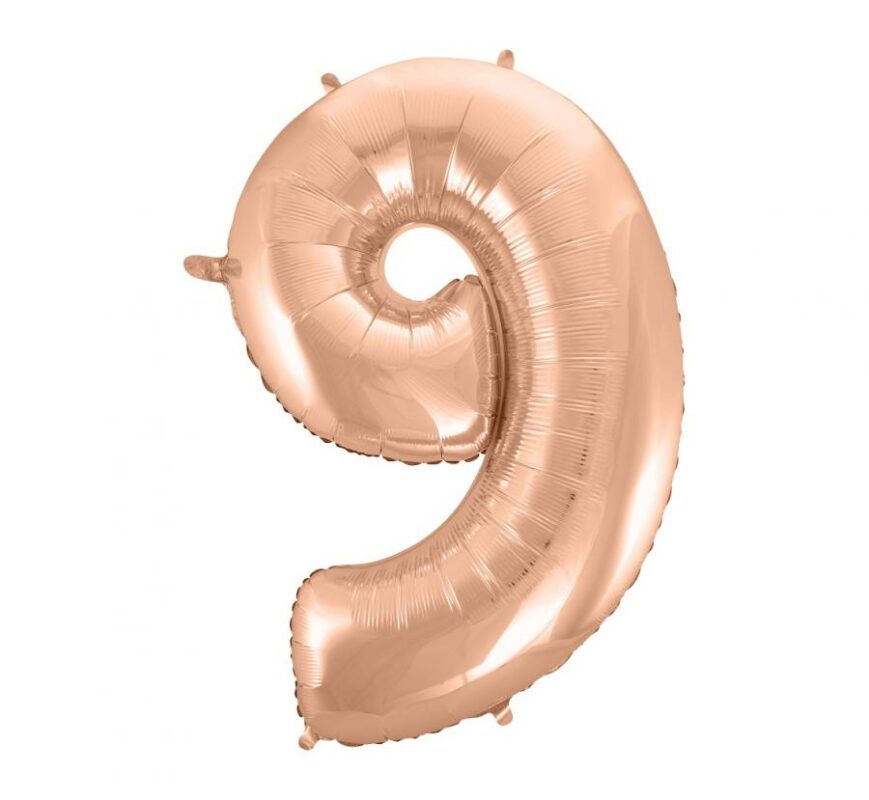 Balon Foliowy z Helem B&C „Cyfra 9”, różowo-złota, 92 cm