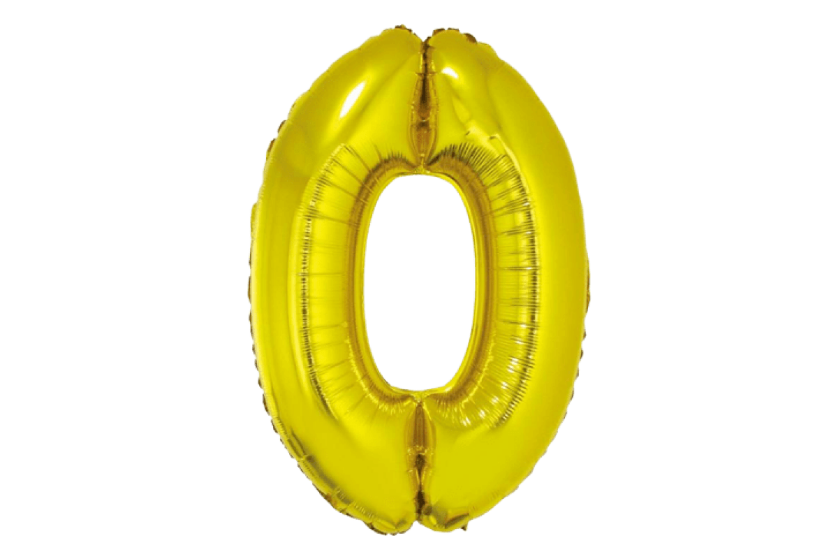 Balon foliowy z helem Smart, Cyfra 0, złota, 76 cm