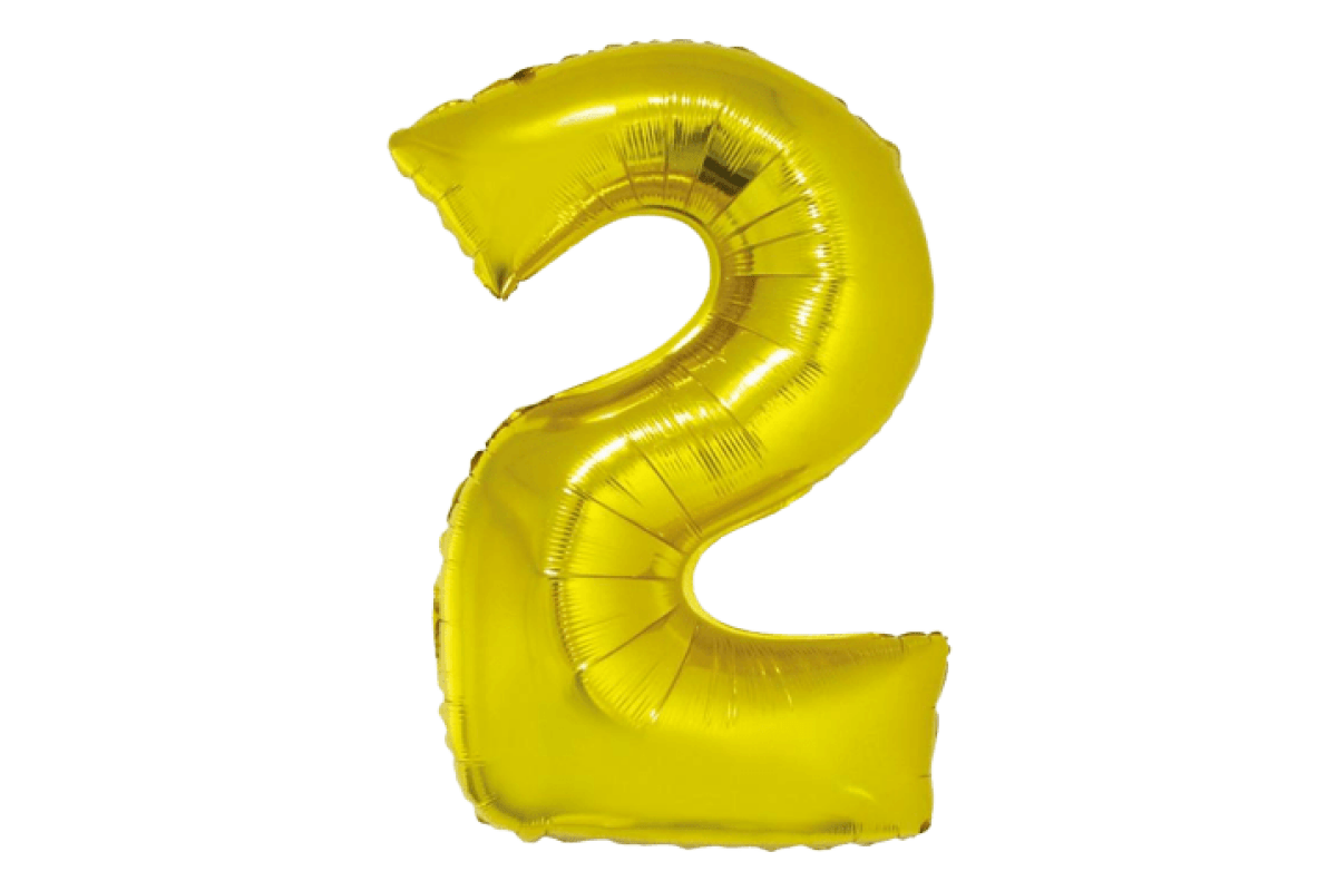 Balon foliowy z helem Smart, Cyfra 2, złota, 76 cm
