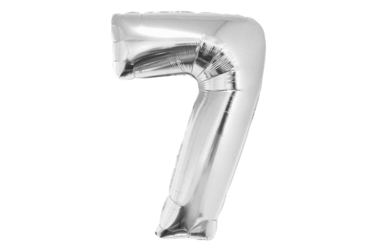 Balon foliowy z helem Smart, Cyfra 7, srebrna, 76 cm