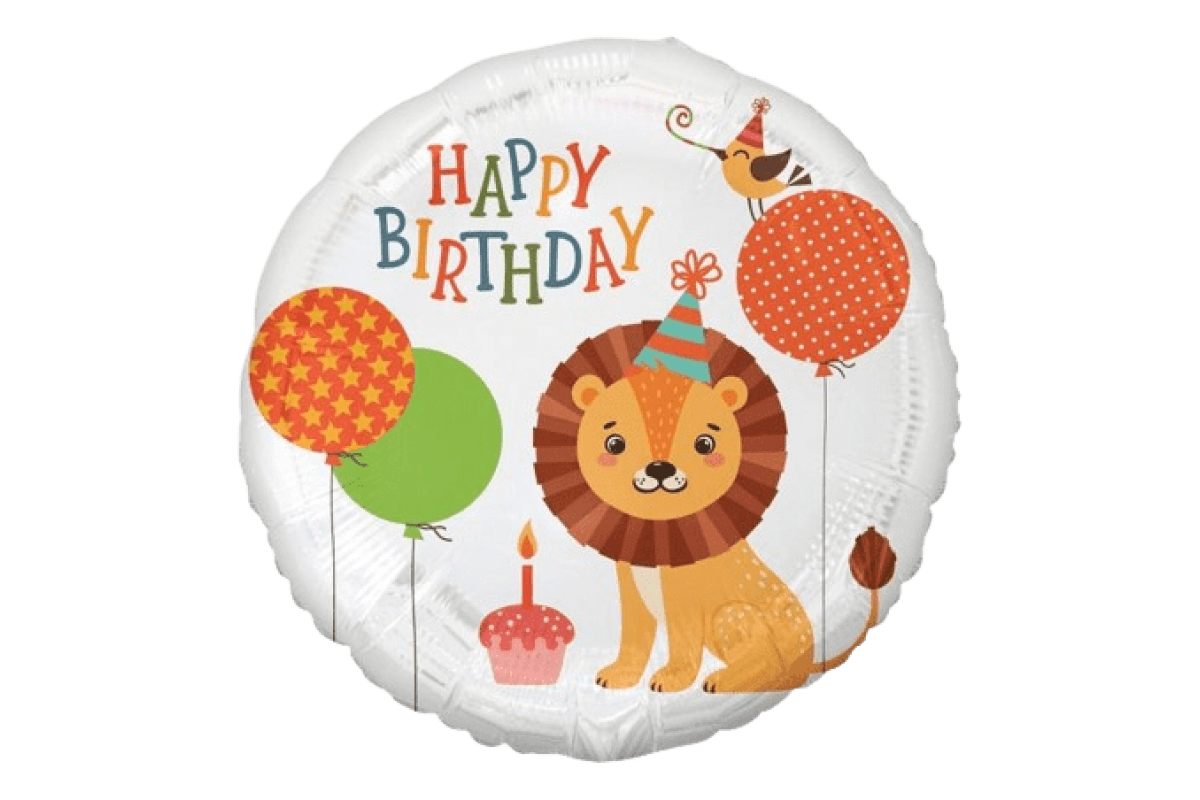 Balon foliowy z helem Lew (Happy Birthday), 18″