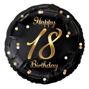 Balon foliowy z helem B&C Happy 18 Birthday, czarny, nadruk złoty, 18" Removebg Preview Oliwia Balony