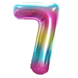 Balon z Helem Foliowy B&C Cyfra 7, tęczowa, 85 cm (różne wersje kolorystyczne) Oliwia Balony