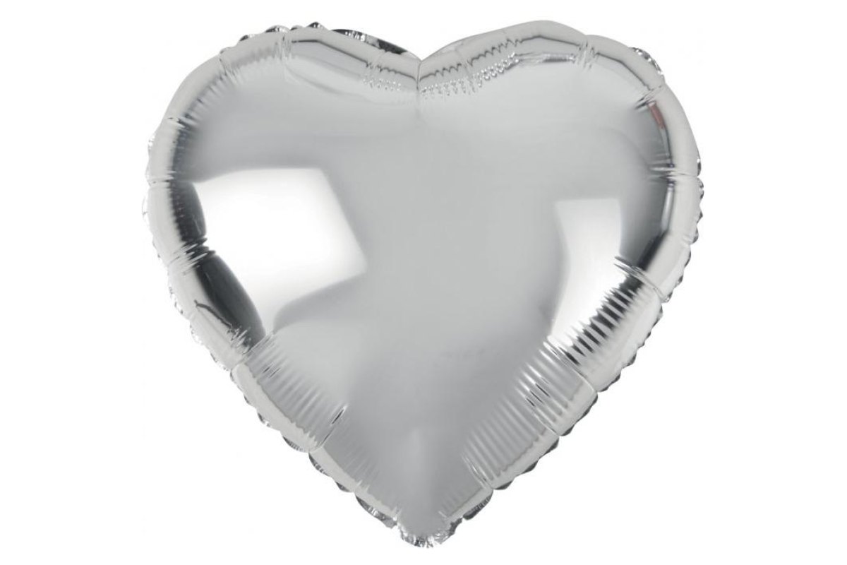Balon Foliowy z Helem „Serce”, srebrne, 18″