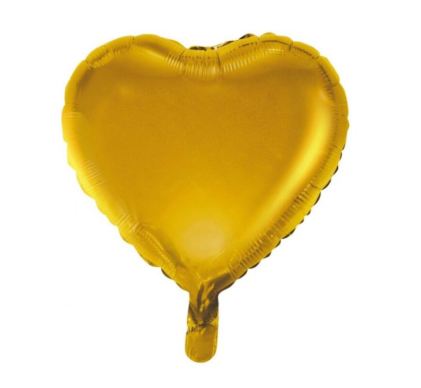 Balon Foliowy z Helem „Serce”, matowe, złote, 18″