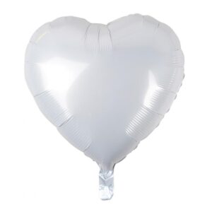Balon Foliowy z Helem "Serce", białe, 18" Oliwia Balony